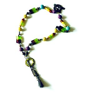 Handmade Purple Gold Blue Festival Necklace